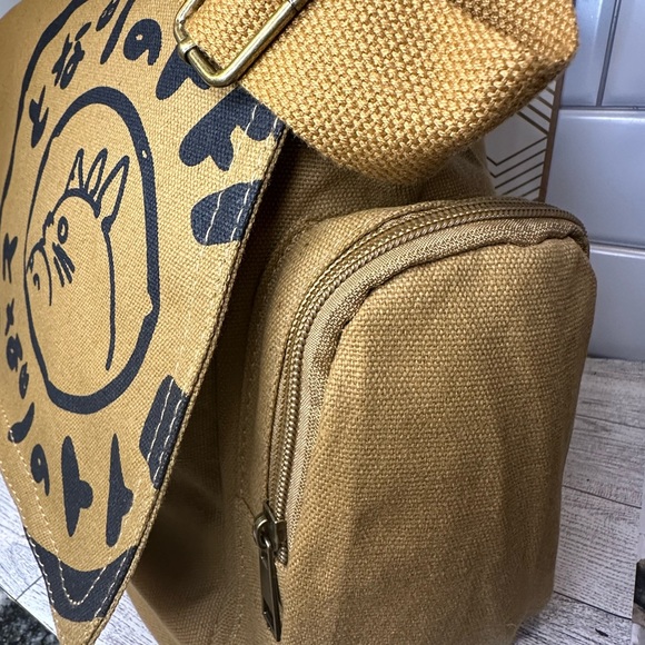 My Neighbor Totoro Khaki Crossbody Messenger Tote Bag Purse Studio Ghibli - Picture 2 of 8